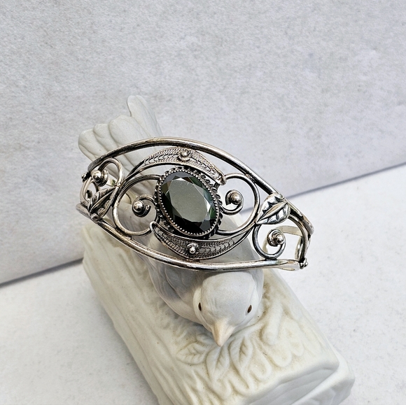 Danecraft Sterling Hematite Cuff Bracelet Vintage - Picture 5 of 15